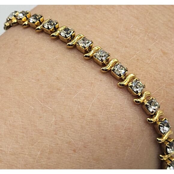 Vintage S Link Crystal Tennis Bracelet 7.25in - Picture 3 of 3